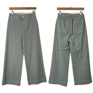 Madewell Emmett Wide Leg Pants Crop Size 26 Tall Blue Horizon Sea Green Stretch